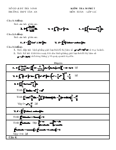 Giáo án lớp 12 môn Đại số - Kiểm tra 30 phút môn toán