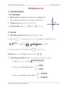 Giáo án Lớp 12 môn Đại số - Mặt phẳng tọa độ