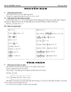 Giáo án lớp 12 môn Đại số - Nguyên hàm - Trần Gia Huy