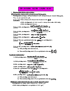Giáo án lớp 12 môn đại số - Ôn phương trình lượng giác