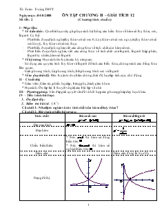 Giáo án lớp 12 môn đại số - Ôn tập chương II