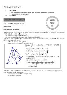 Giáo án lớp 12 môn Đại số - Ôn tập thể tích