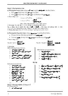Giáo án lớp 12 môn Đại số - Phương trình mũ và lôgarit