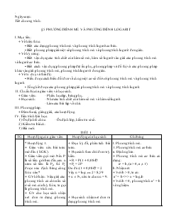 Giáo án lớp 12 môn đại số - Phương trình mũ và phương trình logarit