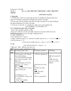 Giáo án lớp 12 môn đại số - Số tiết :2: Bất phương trình mũ và bất phương trình logarit (chuẩn)