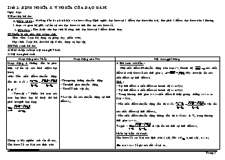 Giáo án lớp 12 môn Đại số - Tiết 1: Định nghĩa và ý nghĩa của đạo hàm