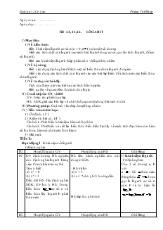 Giáo án lớp 12 môn Đại số - Tiết 24, 25, 26: Lôgarit