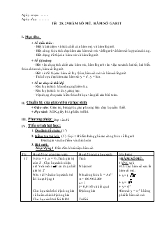Giáo án lớp 12 môn Đại số - Tiết 28, 29: Hàm số mũ. Hàm số garit