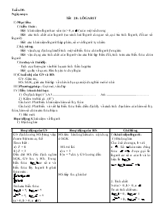 Giáo án lớp 12 môn Đại số - Tiết 28: Lôgarit