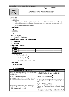Giáo án lớp 12 môn Đại số - Tiết 3, 4: Áp dụng vào phép suy luận