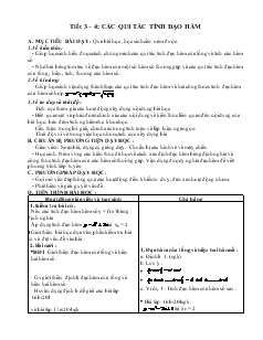 Giáo án lớp 12 môn Đại số - Tiết 3 – 4: Các qui tắc tính đạo hàm