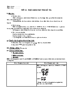 Giáo án lớp 12 môn Đại số - Tiết 39: Thực hành máy tính bỏ túi