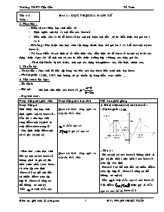 Giáo án lớp 12 môn Đại số - Tiết 4 - 5 - Bài 2 : Cực trị của hàm số