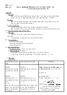 Giáo án lớp 12 môn Đại số - Tiết 4: Bài tập về khảo sát sự biến thiên và vẽ đồ thị hàm số bậc ba