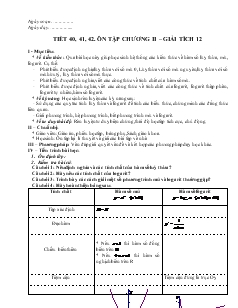 Giáo án lớp 12 môn Đại số - Tiết 40, 41, 42: Ôn tập chương II