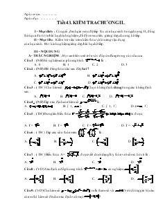Giáo án lớp 12 môn Đại số - Tiết 43: Kiểm tra chương II