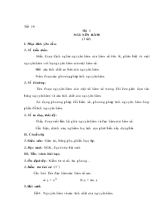 Giáo án lớp 12 môn đại số - Tiết 50 - Bài 1: Nguyên hàm (3 tiết)