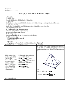 Giáo án lớp 12 môn Đại số - Tiết 7, 8, 9: Thể tích khối đa diện