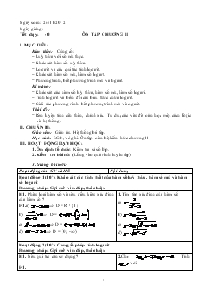 Giáo án lớp 12 môn Đại số - Tiết dạy: 40: Ôn tập chương II