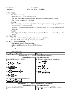 Giáo án lớp 12 môn Đại số - Tiết dạy: 44: Bài tập nguyên hàm