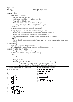 Giáo án lớp 12 môn Đại số - Tiết dạy: 46: Ôn tập học kì I