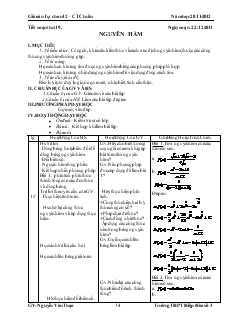 Giáo án lớp 12 môn Đại số - Tiết thứ 19: Nguyên hàm