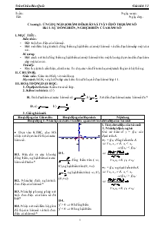 Giáo án lớp 12 môn Giải tích - Bài 1: Sự đồng biến, nghịch biến của hàm số