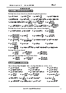 Giáo án lớp 12 môn Giải tích - Bài tập hàm số