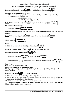 Giáo án lớp 12 môn Giải tích - Bài tập về khảo sát hàm số và các dạng toán có liên quan đến hàm số