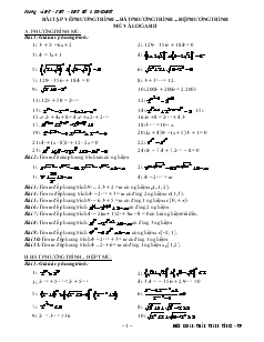 Giáo án lớp 12 môn Giải tích - Bài tập về phương trình - bất phương trình - hệ phương trình mũ và logarit