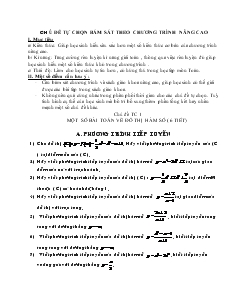 Giáo án lớp 12 môn Giải tích - Chủ đề tự chọn bám sát theo chương trình nng cao
