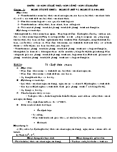 Giáo án lớp 12 môn Giải tích -  Chương 2: Hàm số luỹ thừa - Hàm số mũ và hàm số logarit