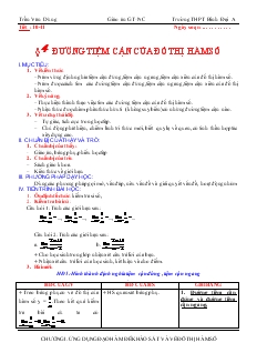 Giáo án Lớp 12 môn Giải tích - Tiết 10, 11 - Bài 4: Đường tiệm cận của đồ thị hàm số