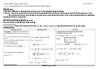 Giáo án lớp 12 môn Giải tích - Tiết 10: Đạo hàm của các hàm số sơ cấp cơ bản