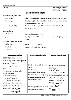 Giáo án Lớp 12 môn Giải tích - Tiết 13: Khảo sát hàm số