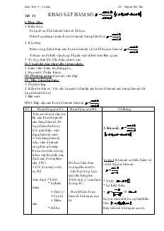 Giáo án Lớp 12 môn Giải tích - Tiết 15: Khảo sát hàm số