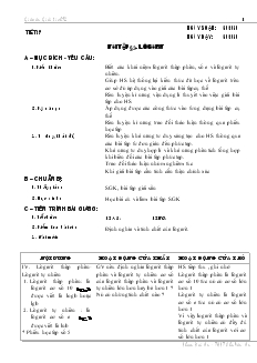 Giáo án Lớp 12 môn Giải tích - Tiết 28 - Bài 3: Bài tập lôgarit