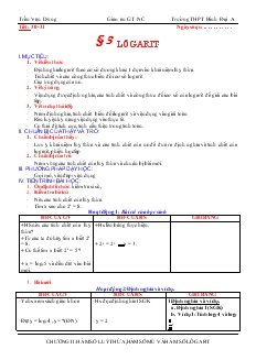 Giáo án lớp 12 môn Giải tích - Tiết 30, 31 - Bài 3: Lôgarit