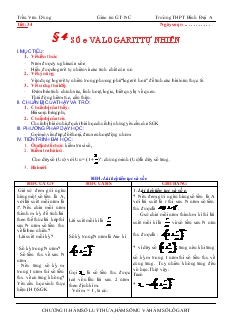 Giáo án lớp 12 môn Giải tích - Tiết 34 - Bài 4: Số e và logarit tự nhiên