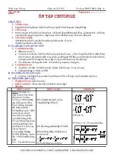 Giáo án lớp 12 môn Giải tích - Tiết 49, 50 - Ôn tập chương II