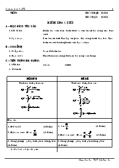 Giáo án Lớp 12 môn Giải tích - Tiết 60: Kiểm tra 1 tiết