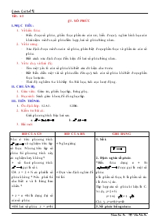 Giáo án Lớp 12 môn Giải tích - Tiết: 61 - Bài 1:  Số phức