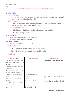 Giáo án Lớp 12 môn Giải tích - Tiết 66 - Bài 1: Phương trình bậc hai với hệ số thực