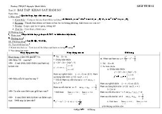 Giáo án lớp 12 môn Giải tích - Tiết thứ 35: Bài tập khảo sát hàm so