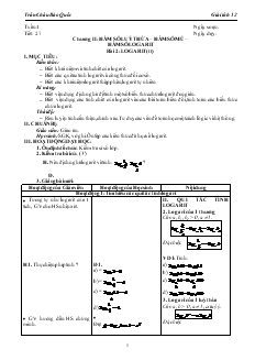 Giáo án lớp 12 môn Giải tích - Tuần 1 - Tiết 27 - Bài 2: logarit