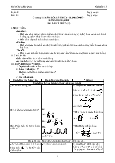 Giáo án lớp 12 môn Giải tích - Tuần 10 - Tiết 22 - Bài 1: Luỹ thừa