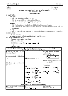 Giáo án lớp 12 môn Giải tích - Tuần 11 - Tiết 26 - Bài 2: Logarit