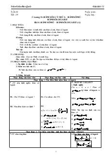 Giáo án lớp 12 môn Giải tích - Tuần 12 - Tiết 29 - Bài 4: Hàm số mũ – hàm số logarit