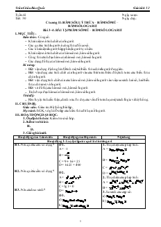 Giáo án lớp 12 môn Giải tích - Tuần 12 - Tiết 30 - Bài 3- 4: Bài tập hàm số mũ – hàm số logarit