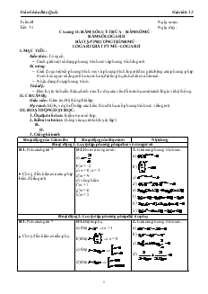 Giáo án lớp 12 môn Giải tích - Tuần 14 - Tiết 35 - Chương II: Hàm số luỹ thừa – hàm số mũ – hàm số logarit bài tập phương trình mũ – logarit. bất pt mũ - Logarit